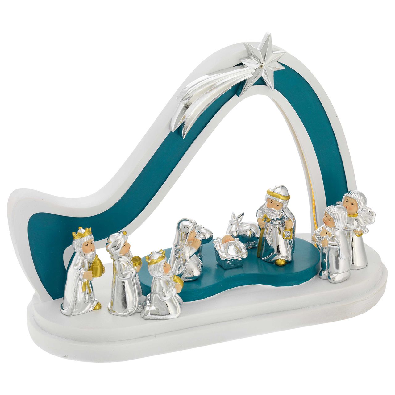 CAPANNA 12*27*21 BICOLORE OTTANIO CON LED + PRESEPE PROVENZALE
